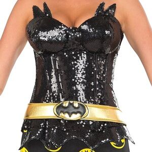 Rubie’s DC Comics Bat Girl Cosplay Black Iridescent Sequin Corset ONLY size M/L